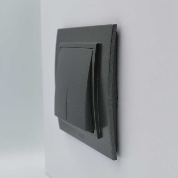 Выключатель ELBI ZENA Silverline черный металлик 1кл с подсветкой без рамки ( 609-011100-201 ) - фото №2