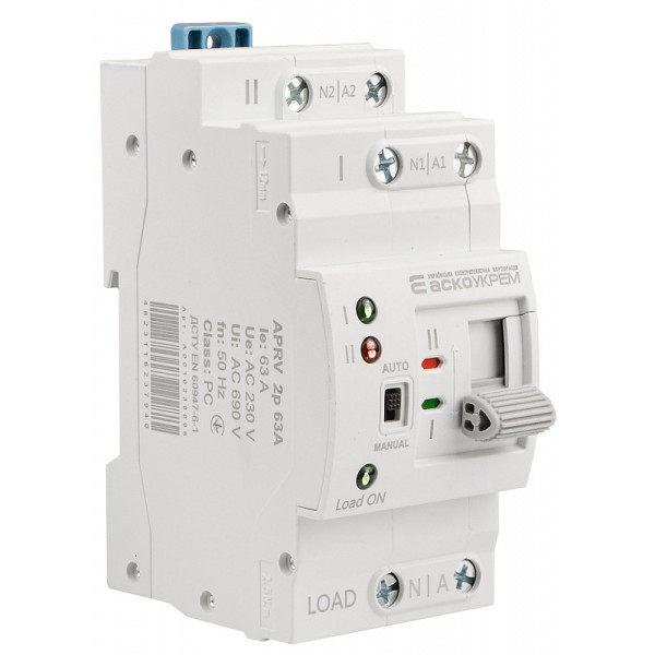 Реле автоматичного ввімкнення резерву Аско-Укрем APRV 2p 63A (A0010230006) - фото №1