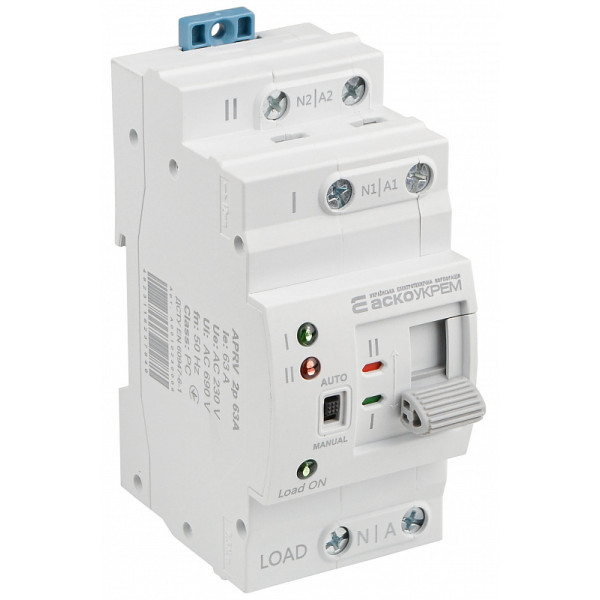 Реле автоматичного ввімкнення резерву Аско-Укрем APRV 2p 63A (A0010230006) - фото №2