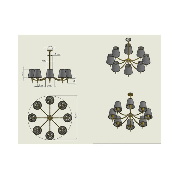 Люстра Pikart 24542-2 Lucienne E27 8x60W IP20 - фото №1