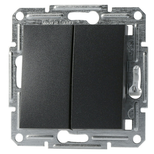 Вимикач 2-клавішний без рамки, антрацит Asfora, EPH0300171