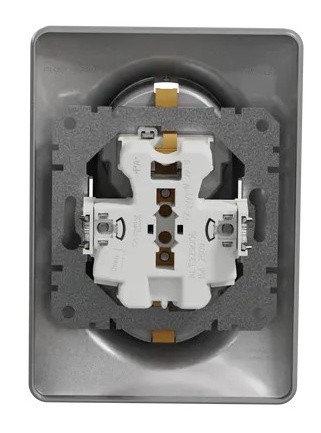 Двойная розетка Schneider Electric Sedna Design с заземлением и шторками алюминий SDD313221 - фото №3