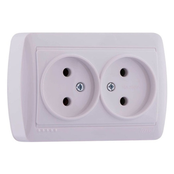 Розетка двойная белая, Demet, Lezard