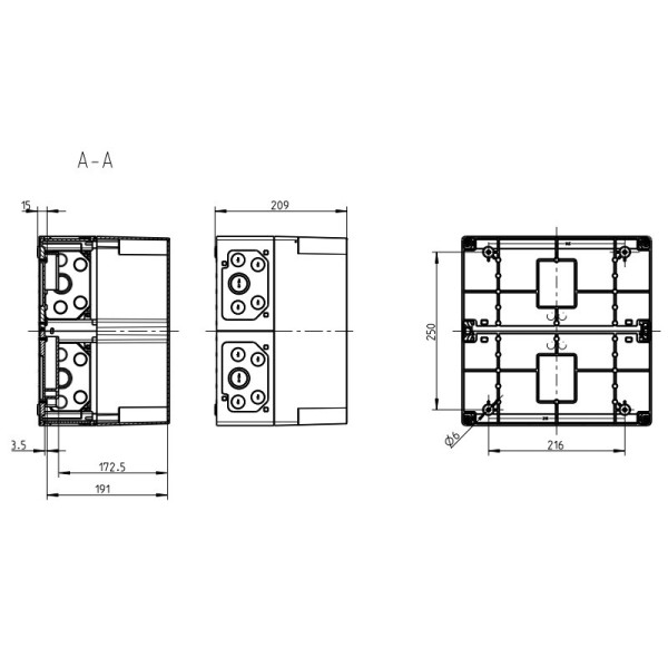 Накладная распредкоробка Spelsberg AKi-SN 25 (5хD02 E18 63A) (sp76720501) IP65 - фото №2