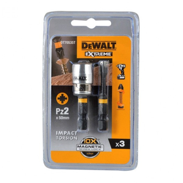 Набір біт та тримача DeWALT Impact torsion PZ2х57мм (2шт) - фото №1