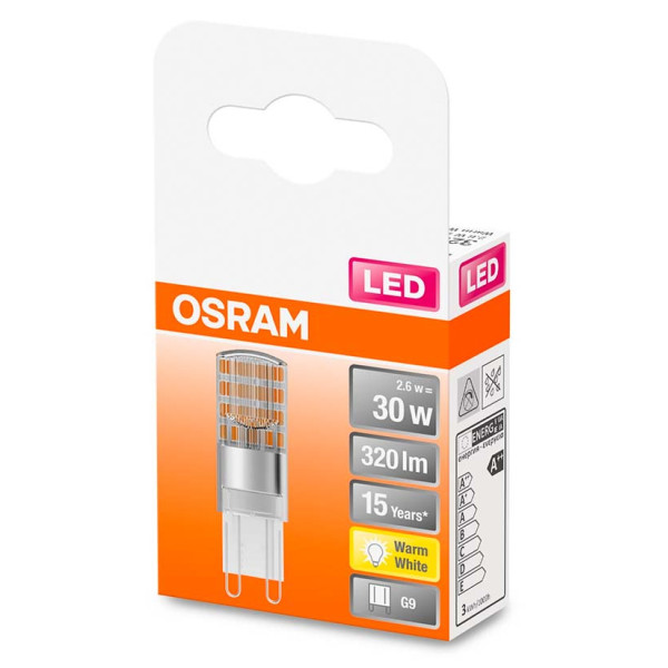 Светодиодная лампа Osram LED PIN30 2,6W/827 230V CL G9 10х1 300° (4058075432338) - фото №1