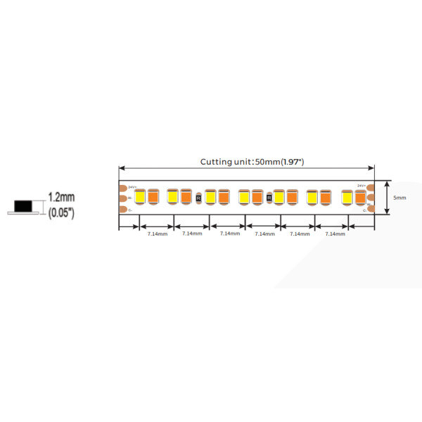 LED стрічка COLORS 280-2216-24V-IP20 8,4W 935Lm 2300+4000K 5м (D6280-24V-5mm-LWNW) - фото №1
