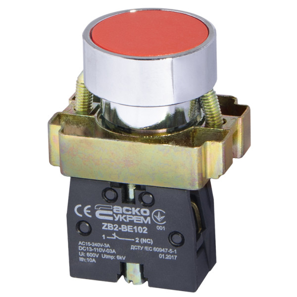 Кнопка «Стоп» Аско-Укрем XB2-BA42 червона (A0140010003) - фото №1
