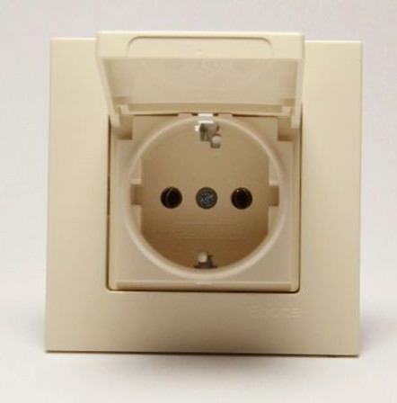Розетка с з/к и крышкой Gunsan Eqona крем - фото №2