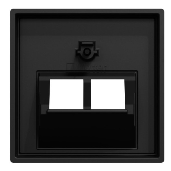 Двойная центральная панель компьютерной розетки Merten System, MEG4522-0403 черная матовая - фото №2