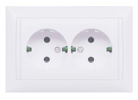 Двойная розетка TNSy Latina с заземлением IP20 белая (TNSy5000054)