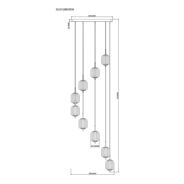Підвісний світильник, люстра Zuma Line 5905316693531 Akari LED 9x55W 3000K/4500K/6500K 3274Lm IP20 золотий - фото №1