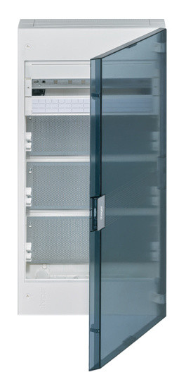 Трирядний гібридний щит Hager Vega VB418MMT 18M із прозорими дверцятами