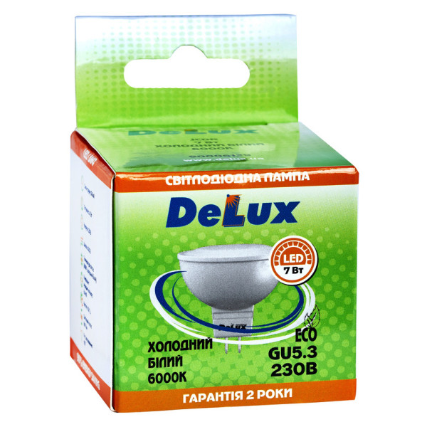 Лампа світлодіодна Delux JCDR 7Вт 6000К GU5.3 - фото №2