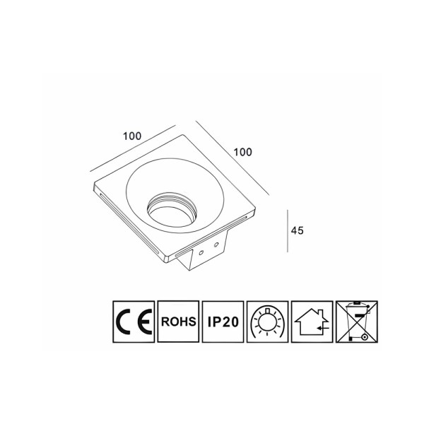 Гіпсовий точковий врізний світильник Oledim 7771267 TS1 GYPSUM GU10 1x10W IP20 Білий - фото №3