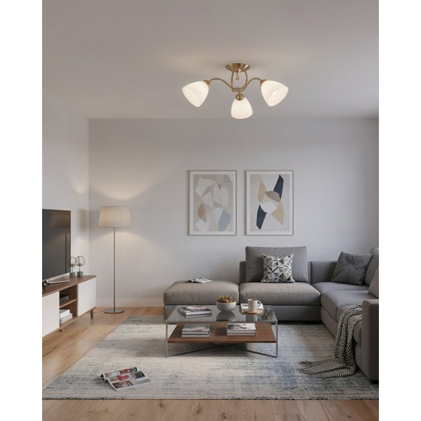 Люстра Italux PND-5643-3-HBR Lugano E27 3x40W IP20 латунна - фото №3