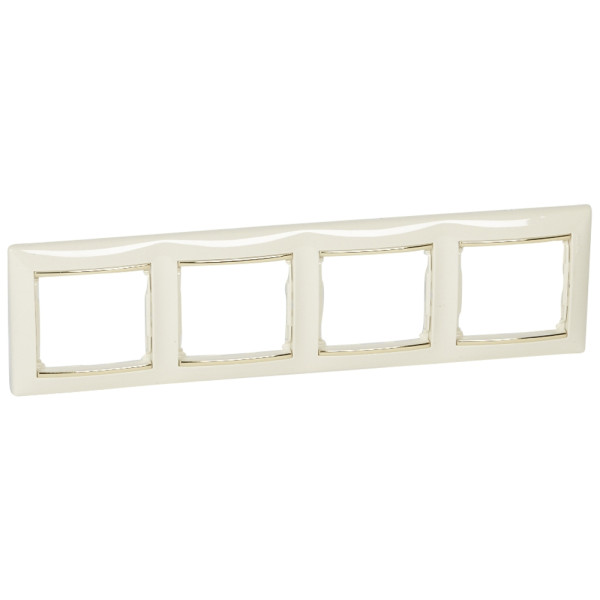 Четырехместная рамка Valena горизонтальная слоновая кость/золото