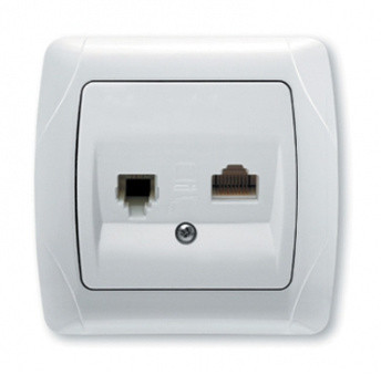 Розетка комп'ютерна телефонна (RJ45 - RJ11) біла Carmen