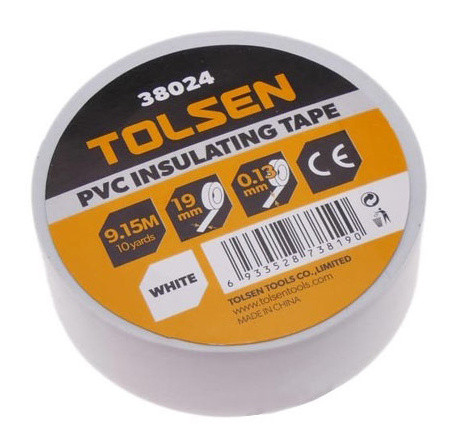 Белая изоляционная лента Tolsen 38024 19ммх9,2м 0,13мм - фото №1