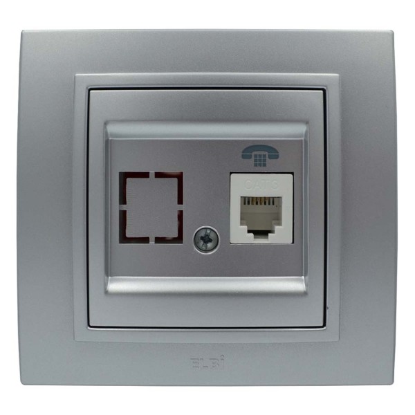 Розетка ELBI ZENA Silverline серый металлик телефонная без рамки ( 609-011000-221 ) - фото №1