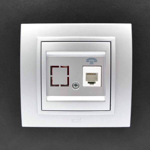 Розетка ELBI ZENA Silverline серый металлик телефонная без рамки ( 609-011000-221 ) - фото №7