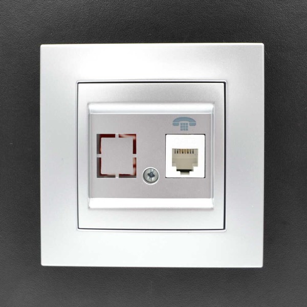 Розетка ELBI ZENA Silverline серый металлик телефонная без рамки ( 609-011000-221 ) - фото №8