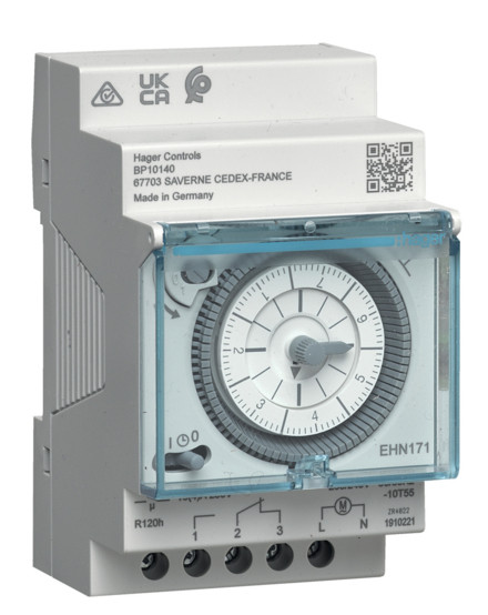 Аналоговий тижневий таймер Hager EHN171 16А 1НВ резерв 120 годин