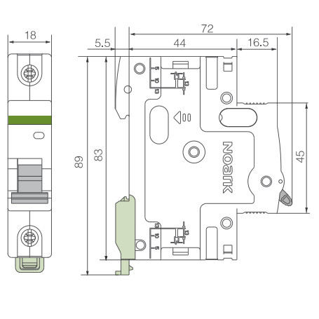 Вимикач навантаження NOARK Ex9BI 1P 25A (102379) - фото №2