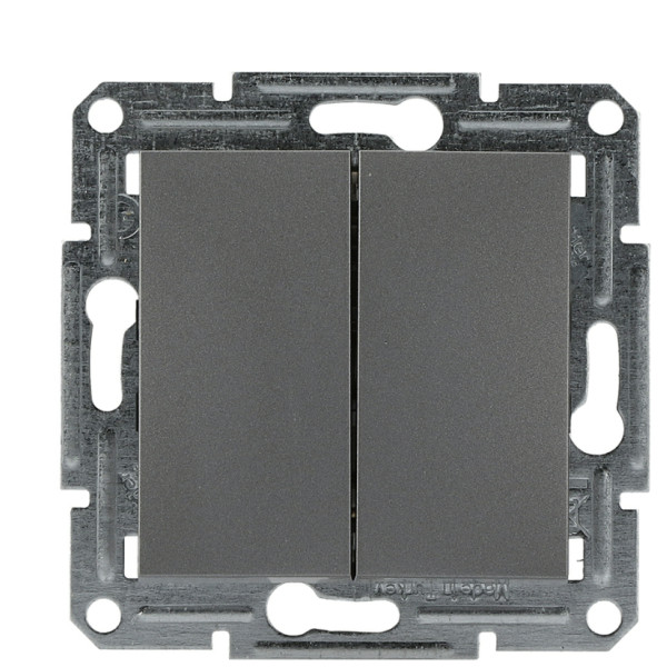 Перемикач 2-клавішний без рамки сталь Asfora, EPH0600162