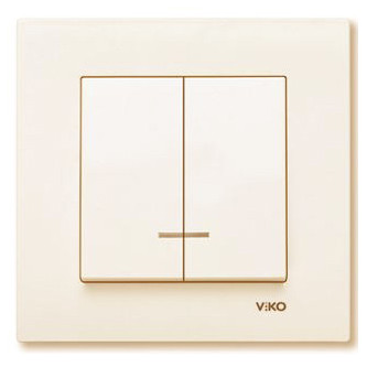 Вимикач 2-клавішний із підсвічуванням кремовий VIKO Karre