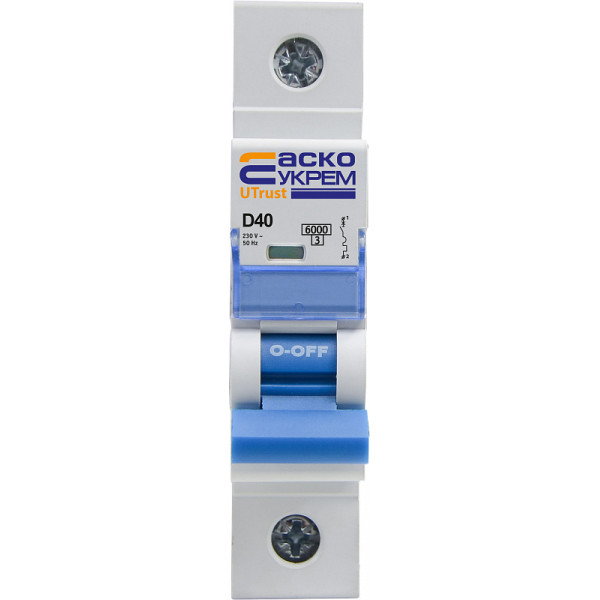 Автоматический выключатель Аско-Укрем UTrust 1р 40А D 6kА (A0010210096) - фото №1