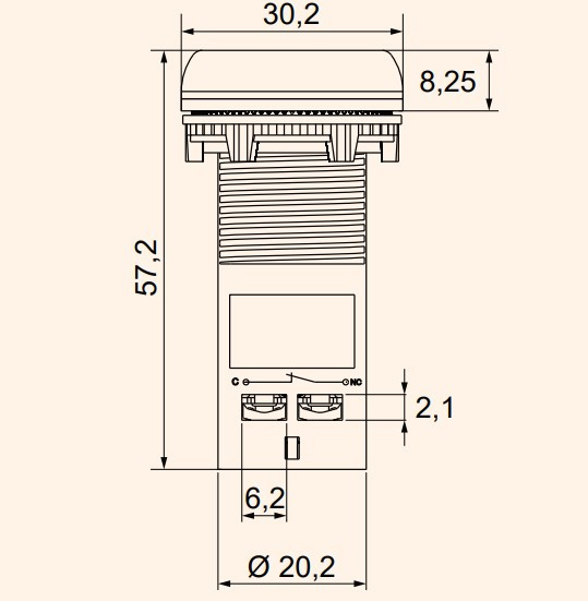Моноблочна втоплена кнопка ETI 004771470 ECF-11-R (1NO+1NC червона) - фото №1