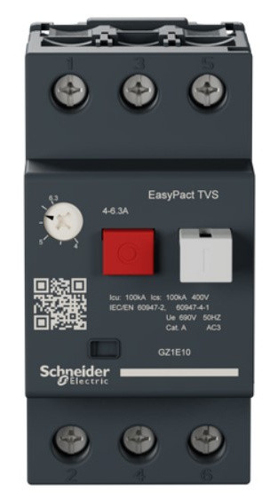 Автомат защиты двигателя Schneider Electric GZ1E10 GZ1E 4-6.3A - фото №1