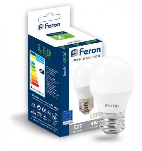 Світлодіодна лампа Feron 4915 LB-380 4Вт 4000К G45 Е27 - фото №1