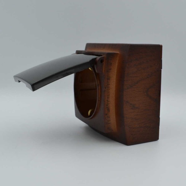 Розетка Nilson Themis орех 1-я с заземлением с крышкой ( 26271018 ) - фото №3