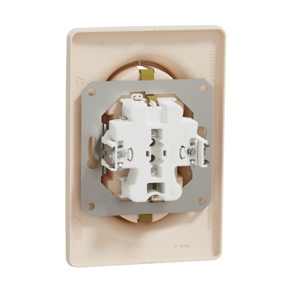 Двойная розетка Schneider Electric Unica New NU206744 с з/к со шторками винт зажим бежевая - фото №1