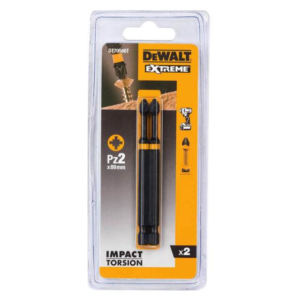 Ударні біти DeWALT Impact torsion extreme Pozidriv PZ2х89мм (2шт) - фото №2