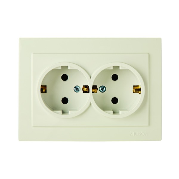 Розетка Nilson Touran кремова 2-на з заземленням ( 24121025 )