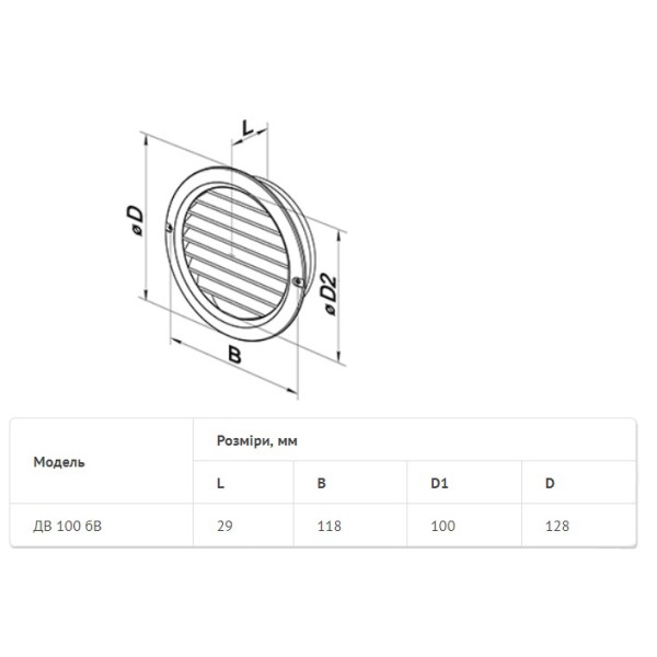 Решетка Домовент ДВ 100 бВс белая - фото №1