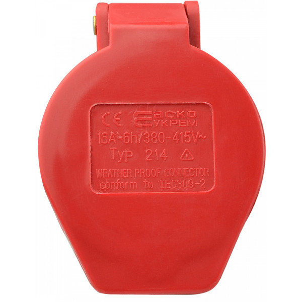 Силовой разъем Аско-Укрем ГП 3Р+РЕ 16А/4 (214) (A0080020002) - фото №2