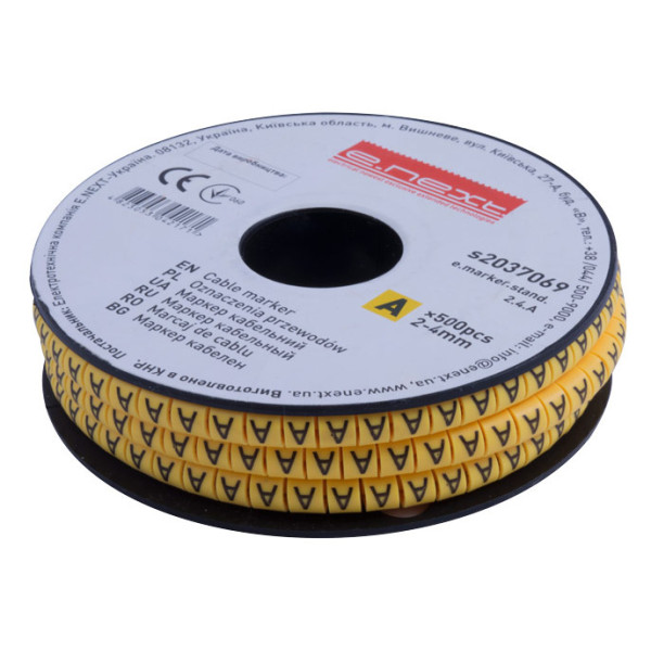 Кабельний маркер E.Next e.marker.stand.2.4.A 2-4 кв.мм A 500шт (s2037069)