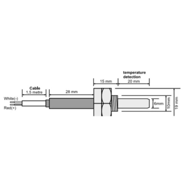 Температурный датчик Tense NTC-150 для реле контроля температуры DT-321DIN/DT-322 - фото №1