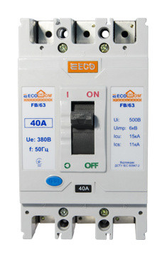 Автоматичний вимикач ECOHOME ECO FB/63 3p 40A - фото №1