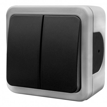 Накладний прохідний 2-кл вимикач NE-AD MULTIMA 92-52-52 сірий