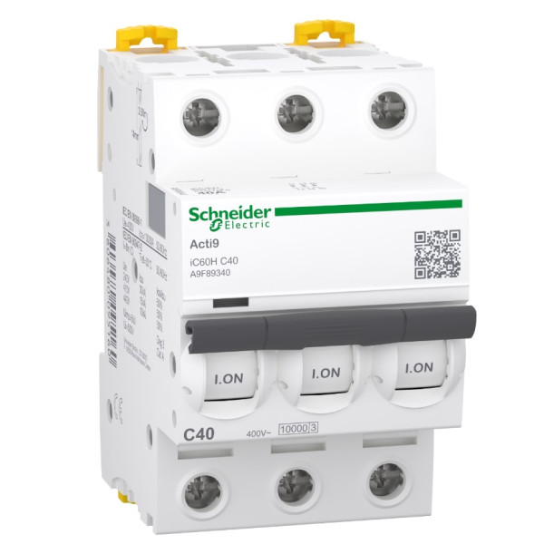 Автоматический выключатель Schneider Electric A9F89340 iC60H 3P 40A C - фото №1