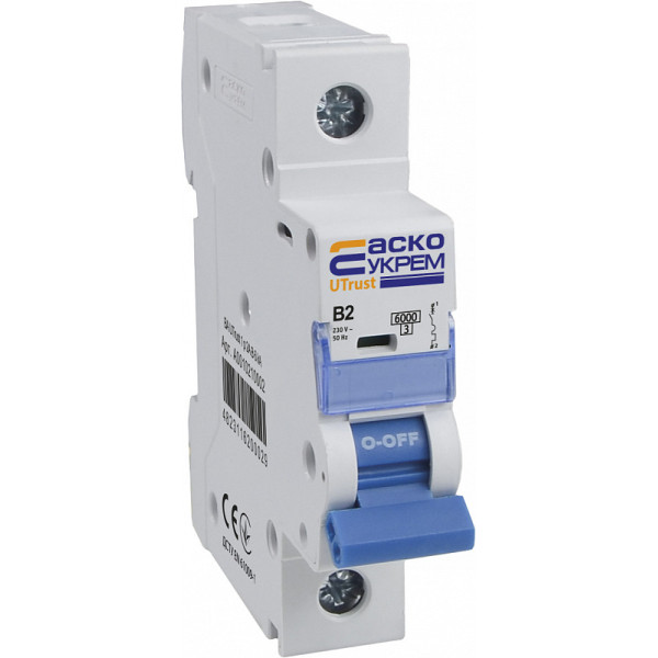 Автоматичний вимикач Аско-Укрем UTrust 1р 2А B 6kА (A0010210002)