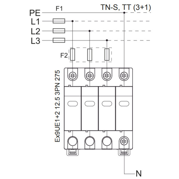 ПЗІП NOARK Ex9UE1+2 1+2 (B+C) 50кА 275В AC 3P+N (103340) - фото №1