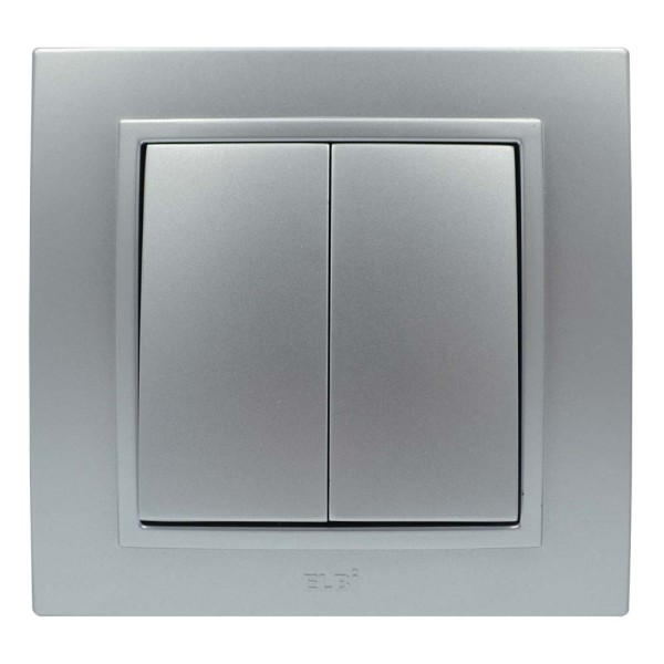 Выключатель ELBI ZENA Silverline серый металлик 2кл без рамки ( 609-011000-202 ) - фото №1