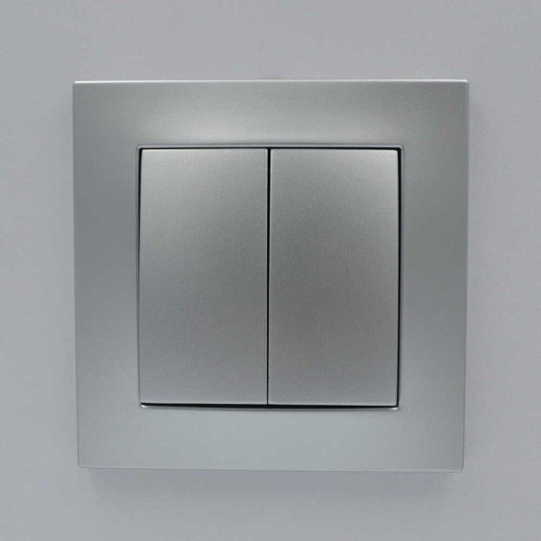 Выключатель ELBI ZENA Silverline серый металлик 2кл без рамки ( 609-011000-202 ) - фото №3