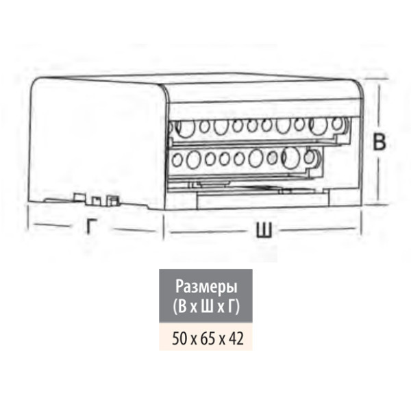 Розподільний клемний блок ETI 001102300 EDB-207 2p L+PE/N 125A на 7 виходів - фото №2